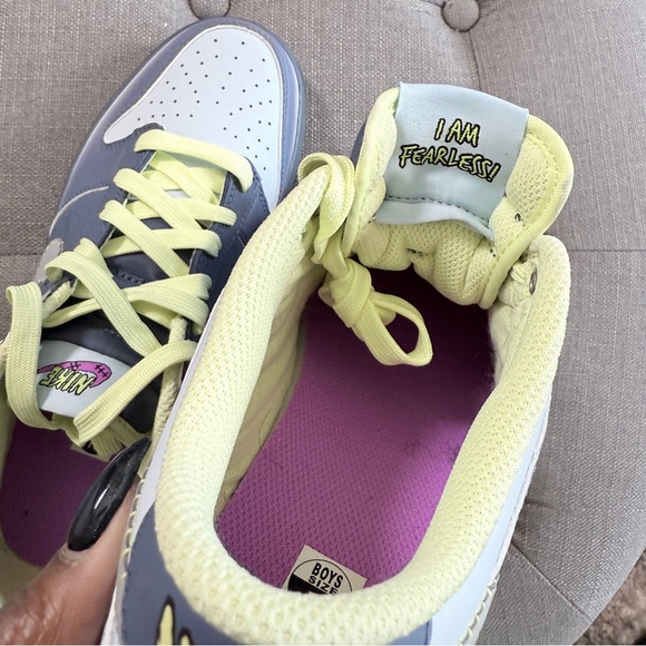 Nike Dunk Low Halloween I Am Fearless Boy 7Y Kids Sneakers in Blue and Lime - Picture 11 of 13